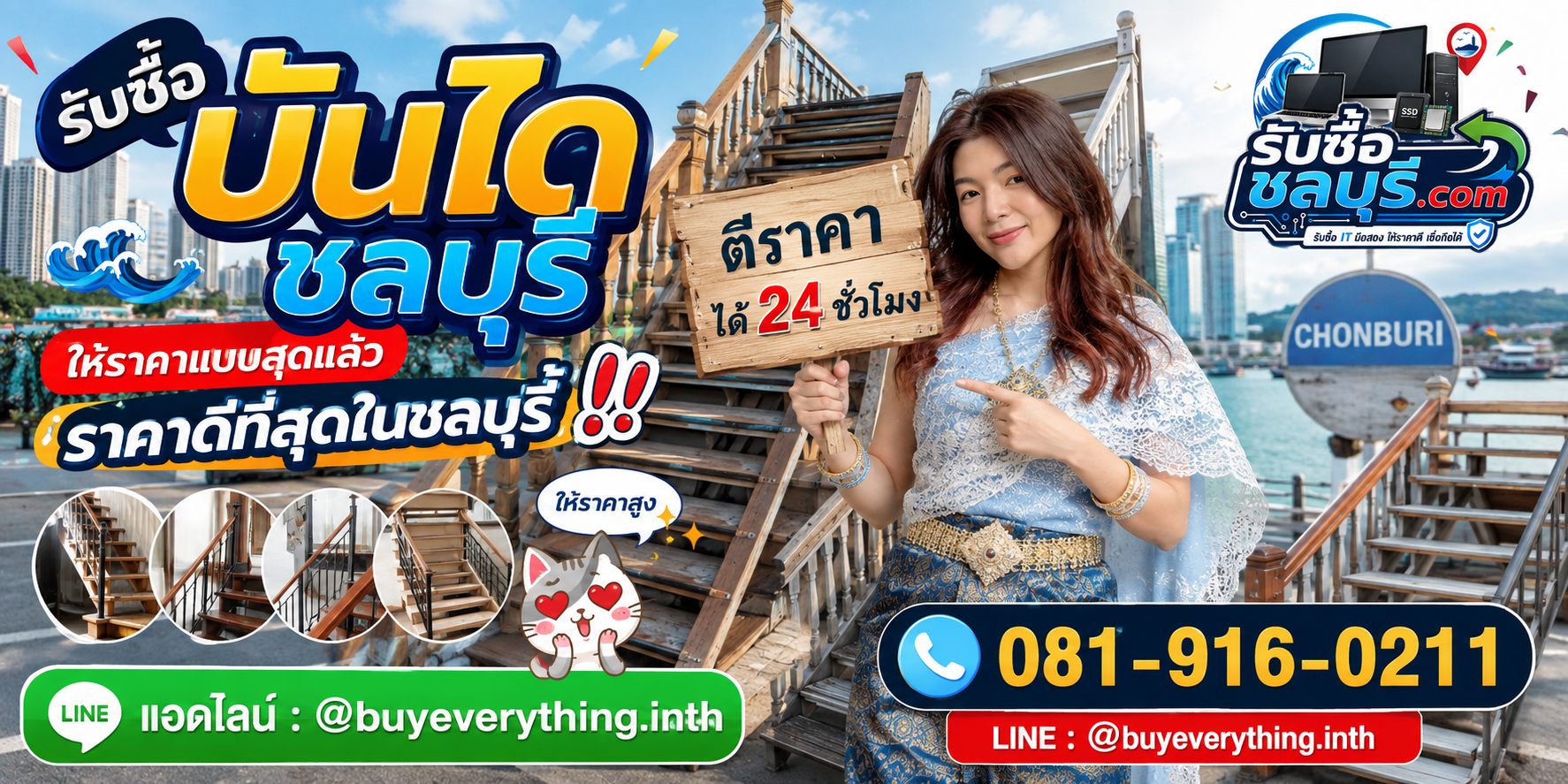 รับซื้อบันไดชลบุรี รับซื้อไม่จำกัดชิ้น ให้ราคาสูง โทร 081-9160211