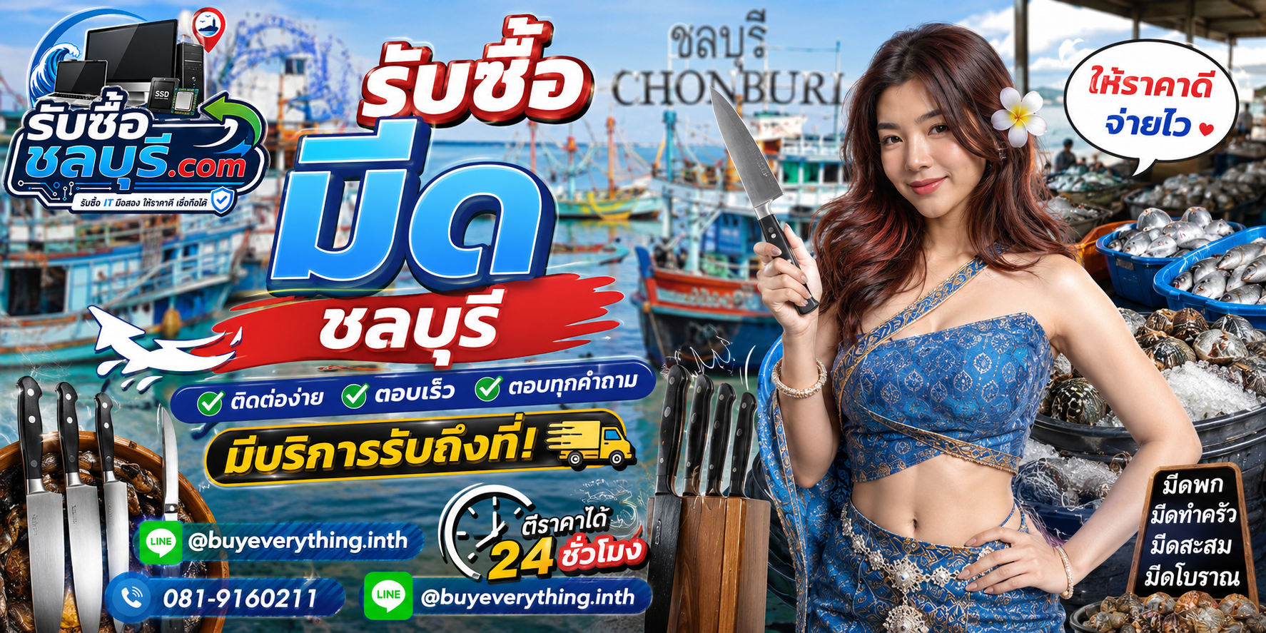 ติดต่อรับซื้อมีดชลบุรี LINE @buyeverything.inth โทร 081-9160211