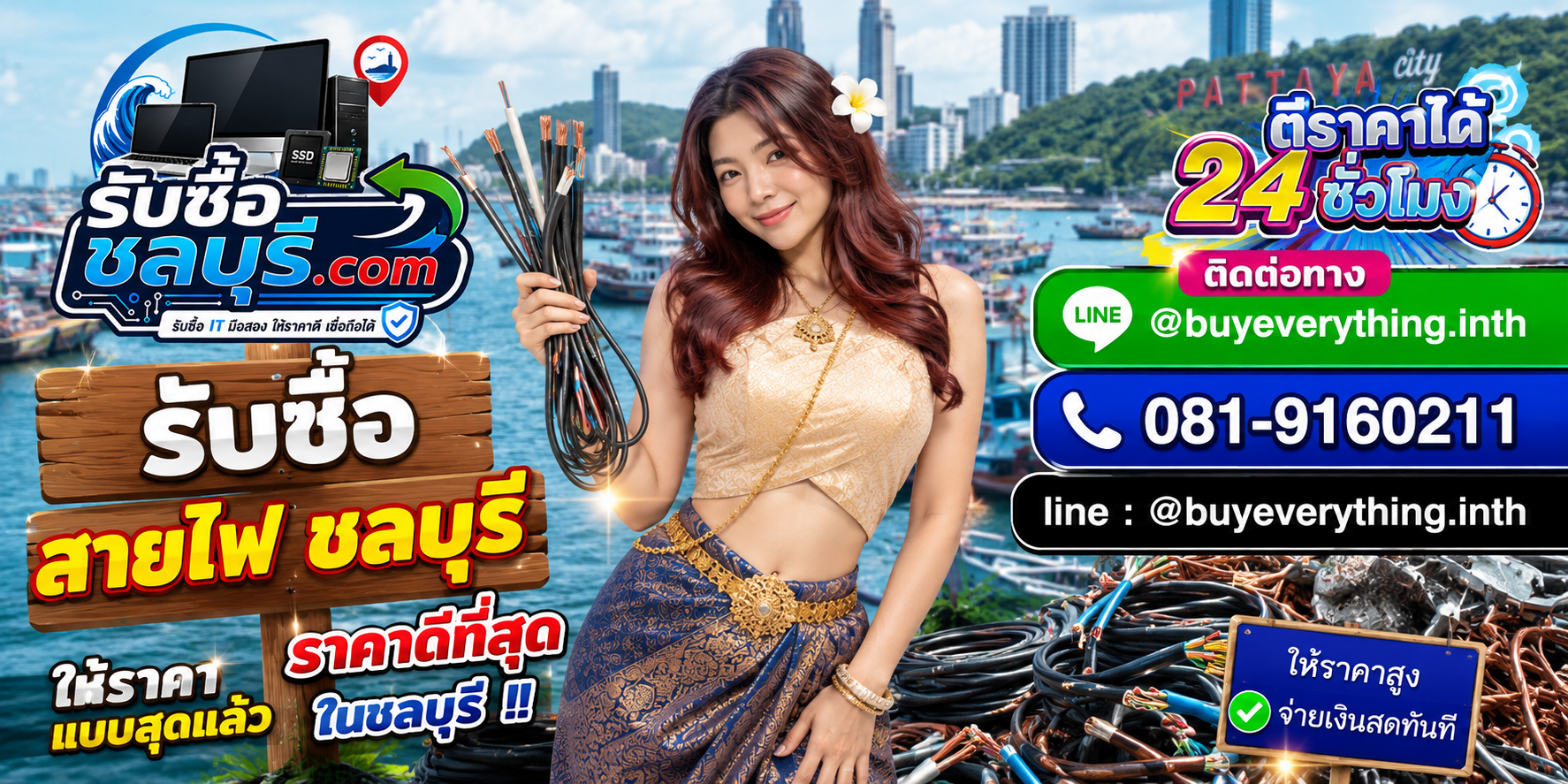 รับซื้อสายไฟชลบุรี รับถึงที่ ตีราคา 24 ชั่วโมง โทร 081-9160211