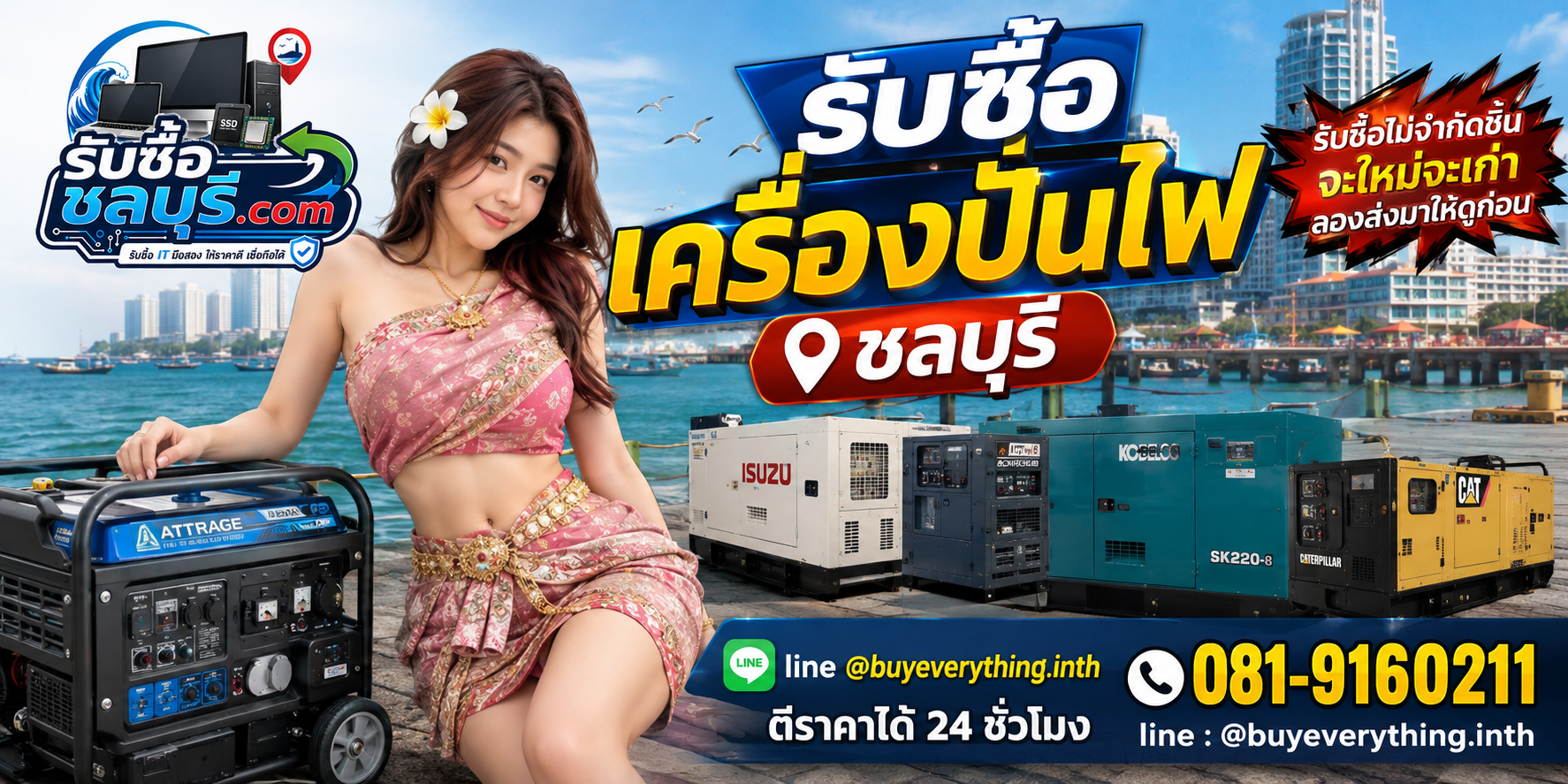 รับซื้อเครื่องปั่นไฟชลบุรี เครื่องเก่า เครื่องเสีย และเครื่องโรงงาน