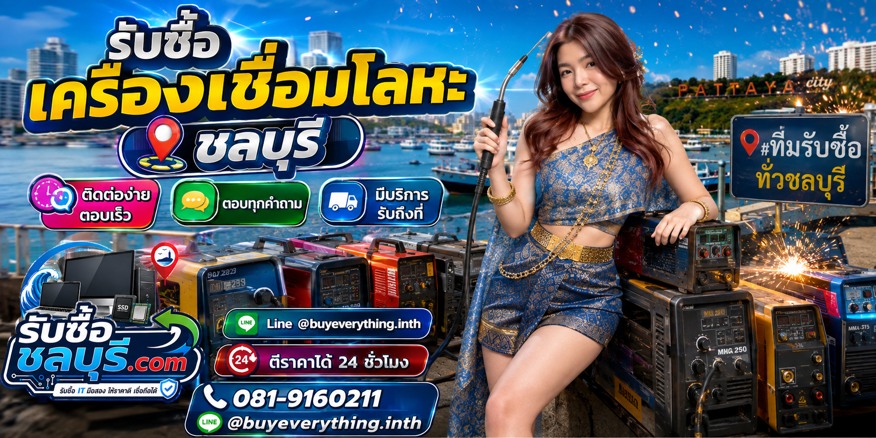 ติดต่อรับซื้อเครื่องเชื่อมโลหะชลบุรี LINE @buyeverything.inth โทร 081-9160211