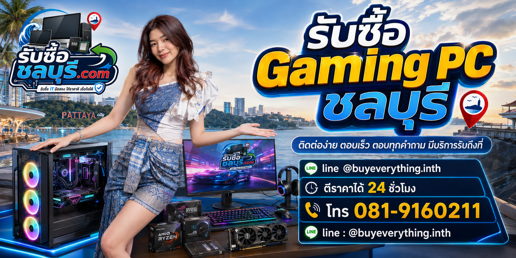 ติดต่อรับซื้อ Gaming PC ชลบุรี LINE @buyeverything.inth โทร 081-9160211