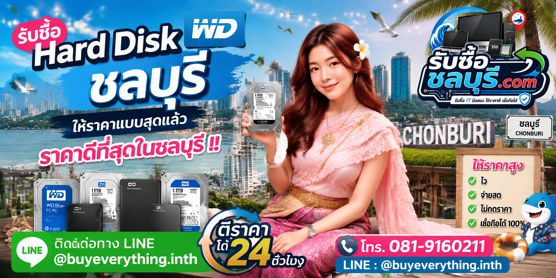 รับซื้อ Hard Disk WD ชลบุรี รับซื้อไม่จำกัดชิ้น ให้ราคาสูง โทร 081-9160211