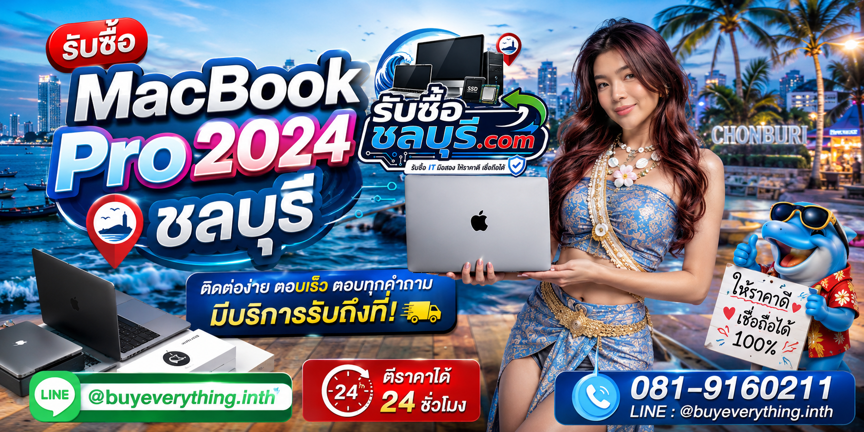 ติดต่อรับซื้อ MacBook Pro 2024 ชลบุรี LINE @buyeverything.inth โทร 081-9160211