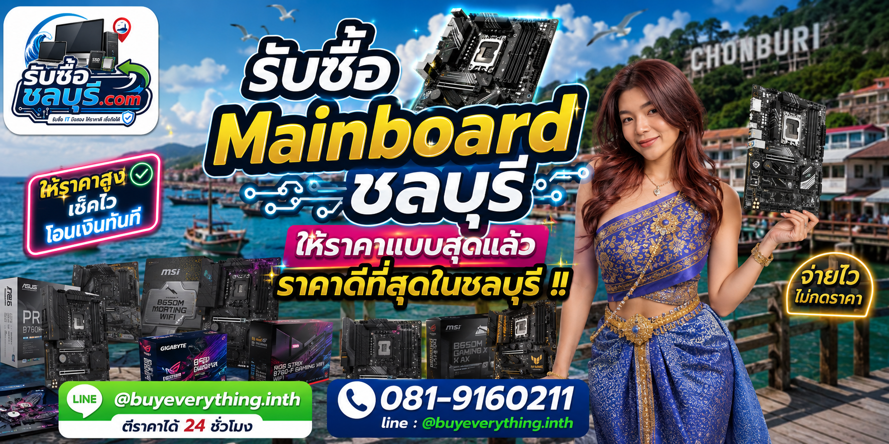 รับซื้อ Mainboard ชลบุรี รับซื้อไม่จำกัดชิ้น ให้ราคาสูง โทร 081-9160211