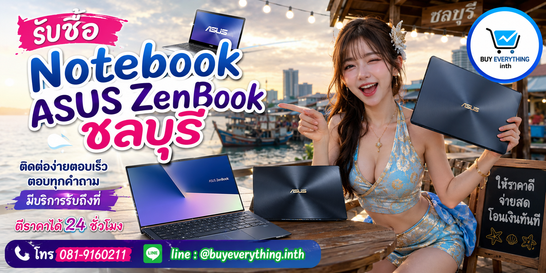 ติดต่อรับซื้อ Notebook ASUS ZenBook ชลบุรี LINE @buyeverything.inth โทร 081-9160211