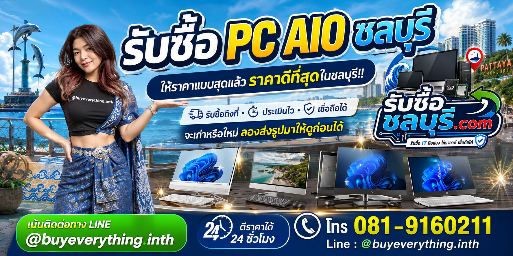 รับซื้อ PC AIO ชลบุรี รับซื้อไม่จำกัดชิ้น ให้ราคาดี โทร 081-9160211